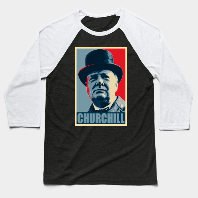 Winston Churchill Hope Baseball T-Shirt by Nerd_art